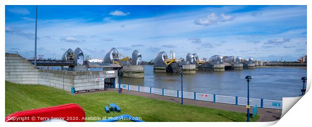Panorama of the Thames Barrier Print by Terry Senior