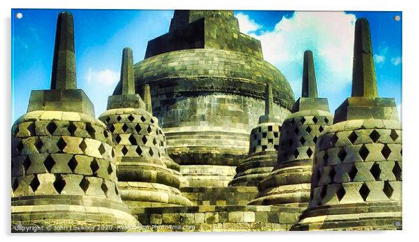 the beauty of Borobudur temple Acrylic by John Lusikooy