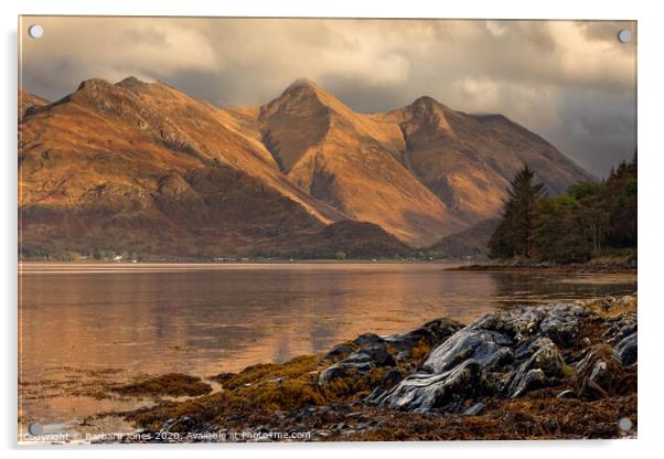 Five Sisters of Kintail Loch Duich Scotland Acrylic by Barbara Jones