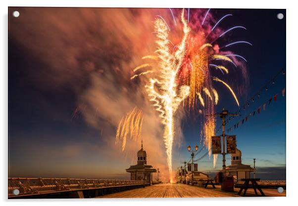 Firework Championships Blackpool Acrylic by Caroline James