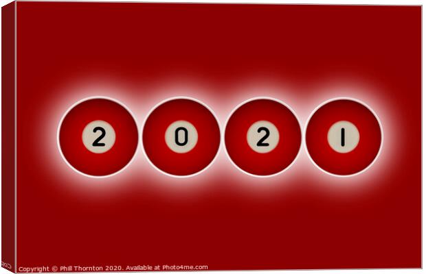 2021 happy new year red balls Canvas Print by Phill Thornton