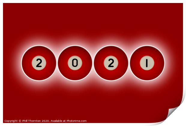 2021 happy new year red balls Print by Phill Thornton