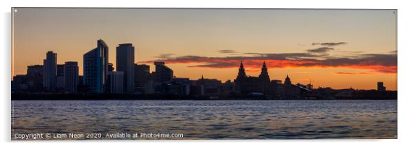 Day Breaks over the Liverpool Waterfront Acrylic by Liam Neon