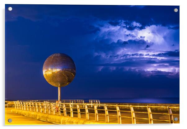 Blackpool Mirror Ball Storm Acrylic by Caroline James