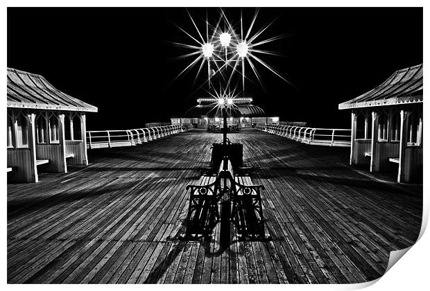 Cromer Pier by Night Mono Print by Paul Macro