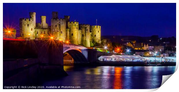 Conwy Castle at Night Print by Rick Lindley