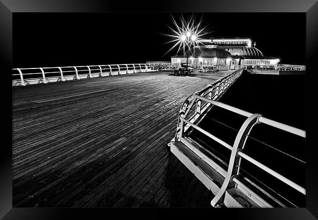 Cromer Pier by Night Mono A different Angle Framed Print by Paul Macro