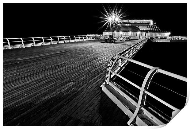 Cromer Pier by Night Mono A different Angle Print by Paul Macro