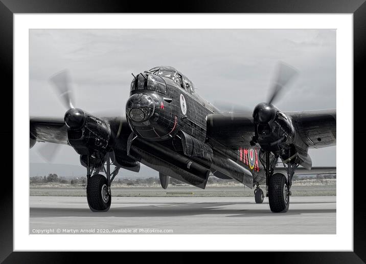 Avro Lancaster WWII Bomber - monochrome Framed Mounted Print by Martyn Arnold