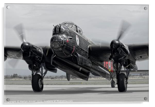 Avro Lancaster WWII Bomber - monochrome Acrylic by Martyn Arnold