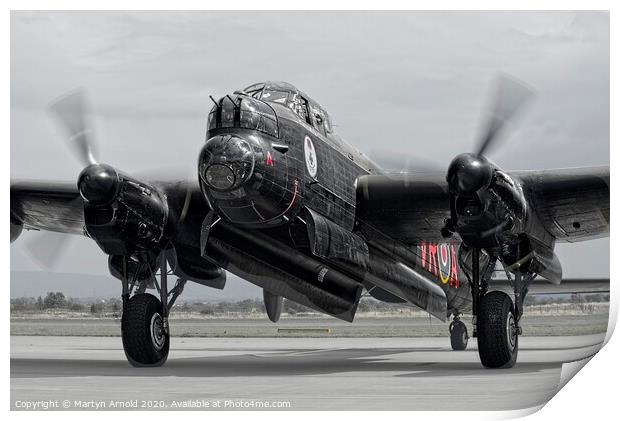 Avro Lancaster WWII Bomber - monochrome Print by Martyn Arnold