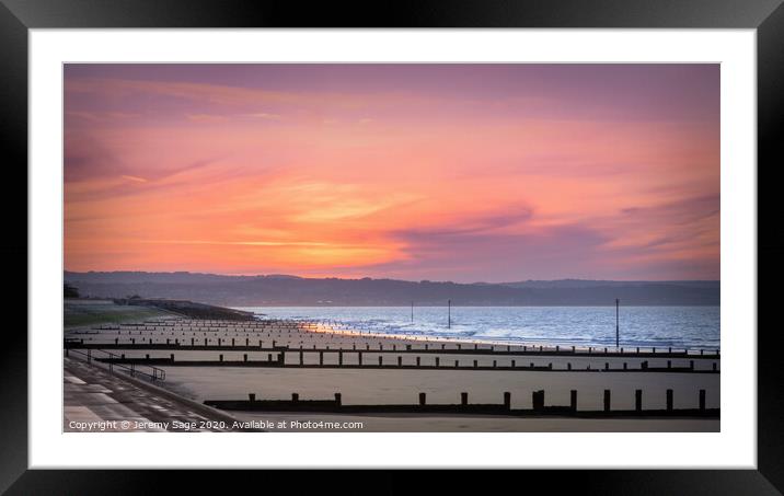 Glowing Sunrise over Dymchurch Beach Framed Mounted Print by Jeremy Sage