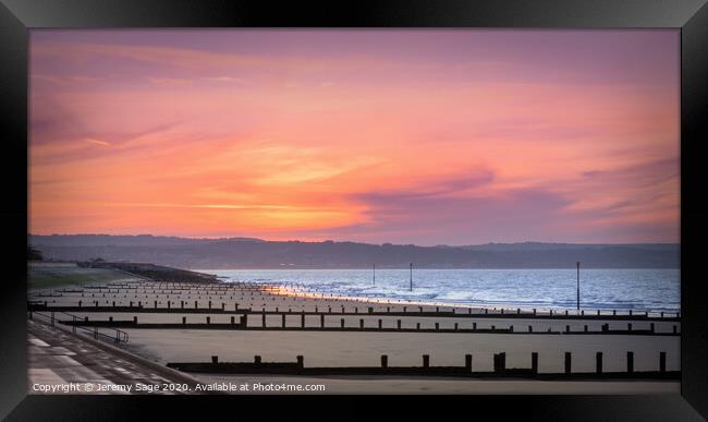 Glowing Sunrise over Dymchurch Beach Framed Print by Jeremy Sage