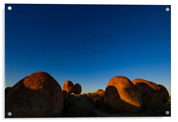 Stars Over The Devils Marbles Acrylic by peter tachauer