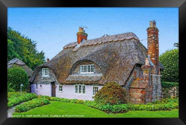 British Thatched Flint Cottage - Painterly Framed Print by Geoff Smith