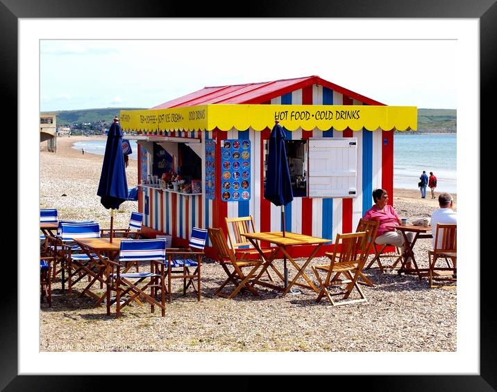 Food Kiosk on the beach at Weymouth in Dorset. Framed Mounted Print by john hill