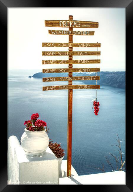 Weather station at Santorini - Imerovigli Framed Print by Alessandro Ricardo Uva