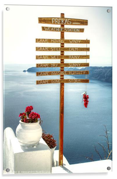Weather station at Santorini - Imerovigli Acrylic by Alessandro Ricardo Uva