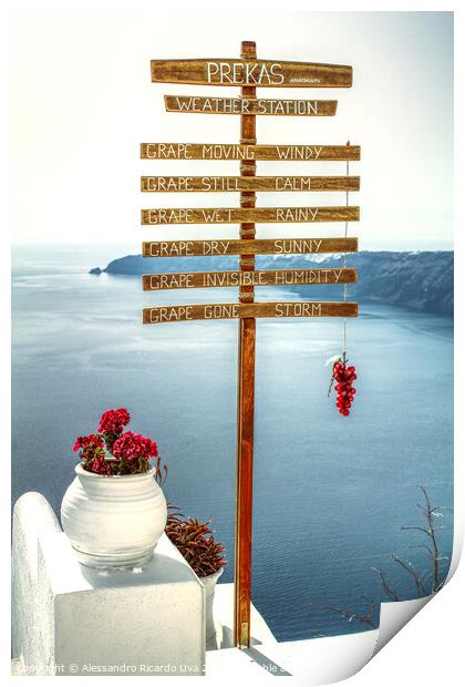 Weather station at Santorini - Imerovigli Print by Alessandro Ricardo Uva