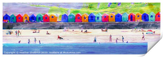 Beach Huts at Whitby, Yorkshire Print by Heather Sheldrick