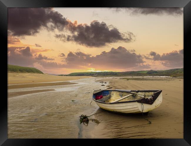 Majestic Sunset at Aberffraw Beach Framed Print by Colin Allen