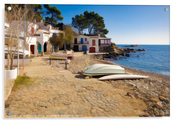 Cala S'Alguer, picturesque fishing village, Palamos, Costa Brava Acrylic by Jordi Carrio