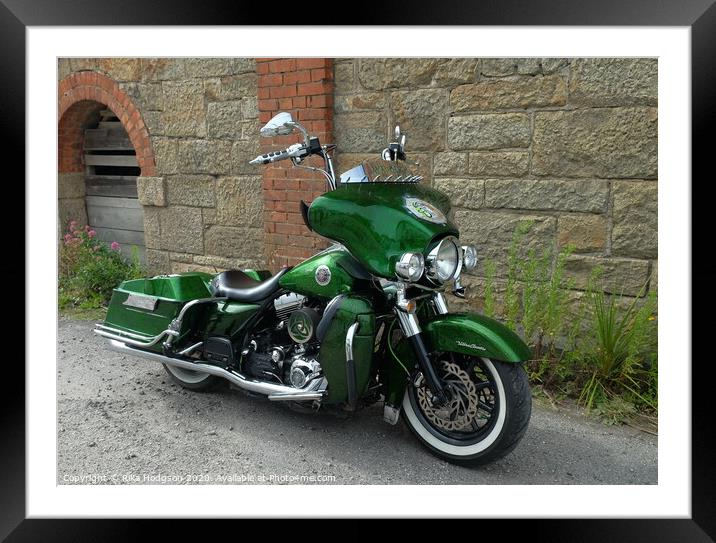Evergreen motorcycle, Hayle, Cornwall Framed Mounted Print by Rika Hodgson