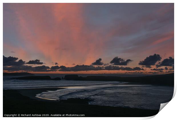 Sunset at St Ninian's isle Shetland Print by Richard Ashbee