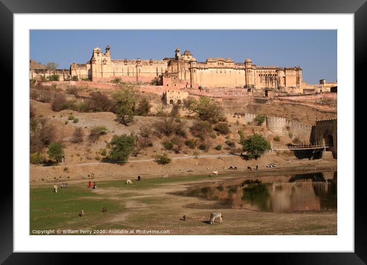 Amber Fort Jaipur India Water Reflection Framed Mounted Print by William Perry