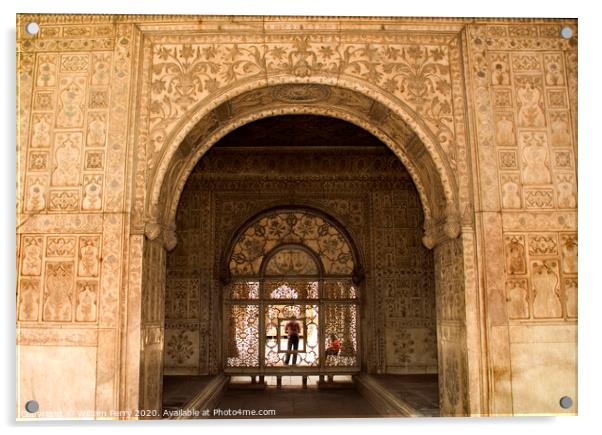 Mughal Designs on Interior Red Fort, Delhi, India Acrylic by William Perry