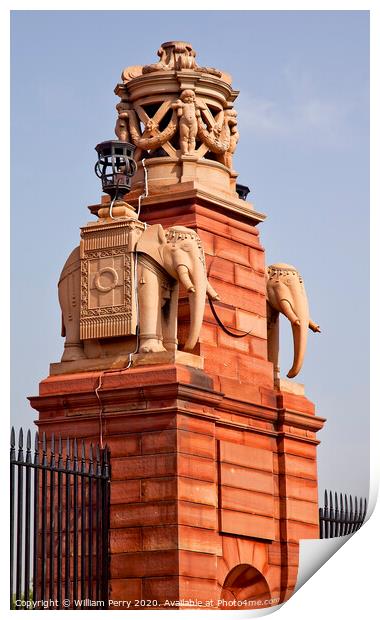 Stone Elephants Rashtrapati Bhavan Gate Official Residence Presi Print by William Perry