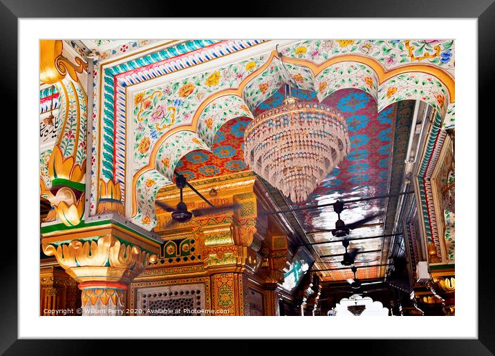 Mosaics Designs Nizamuddin Complex Mosque Interior New Delhi Ind Framed Mounted Print by William Perry