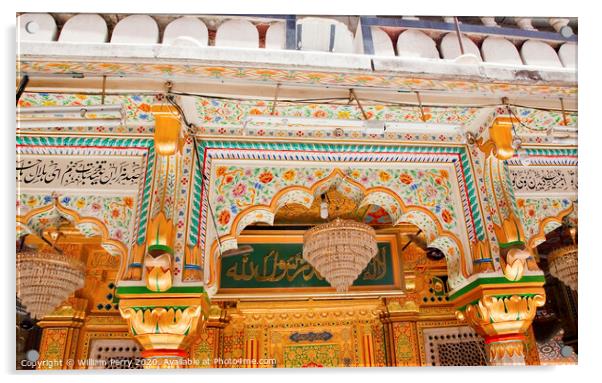 Mosaics Designs Nizamuddin Complex Mosque Interior New Delhi Ind Acrylic by William Perry