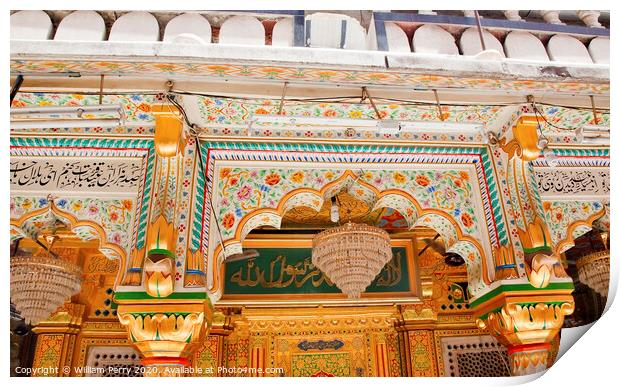 Mosaics Designs Nizamuddin Complex Mosque Interior New Delhi Ind Print by William Perry