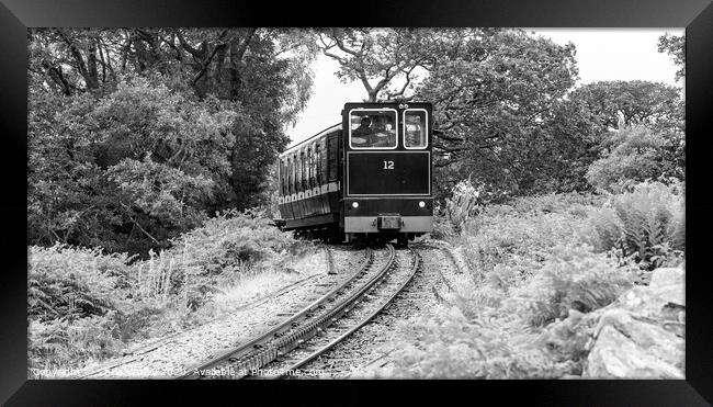 Mount Snowdon Railway, Llanberis, North Wales. A diesel train ca Framed Print by Chris Yaxley