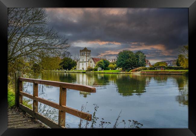 Across the Thames to The Ancient All Saints Church at Bisham Framed Print by Dave Williams