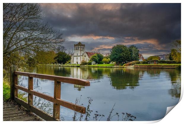Across the Thames to The Ancient All Saints Church at Bisham Print by Dave Williams