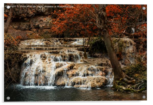 Bulgaria, Krushuna waterfalls. Acrylic by Steve Whitham