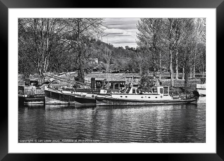 Vintage Boats On The Thames Framed Mounted Print by Ian Lewis