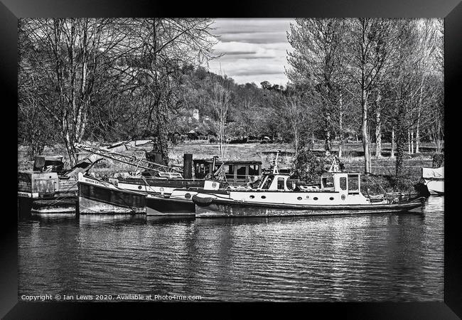 Vintage Boats On The Thames Framed Print by Ian Lewis