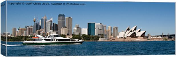 Sydney Harbour City Waterfront Waterscape. Canvas Print by Geoff Childs