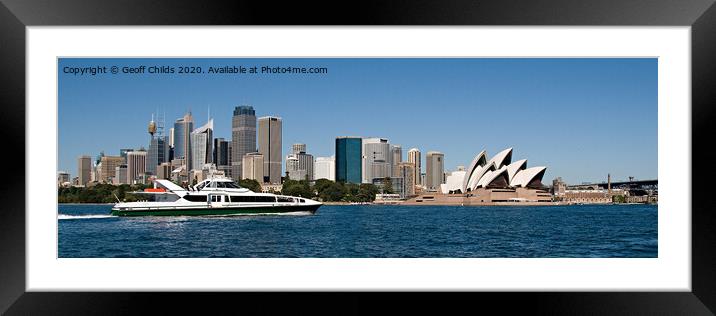 Sydney Harbour City Waterfront Waterscape. Framed Mounted Print by Geoff Childs