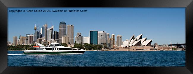 Sydney Harbour City Waterfront Waterscape. Framed Print by Geoff Childs