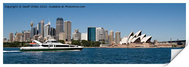 Sydney Harbour City Waterfront Waterscape. Print by Geoff Childs