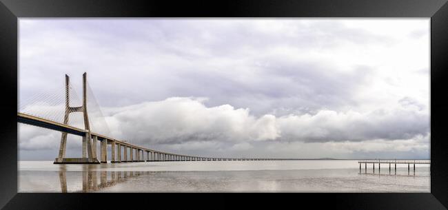 Vasco da Gama Bridge Panorama Framed Print by DiFigiano Photography
