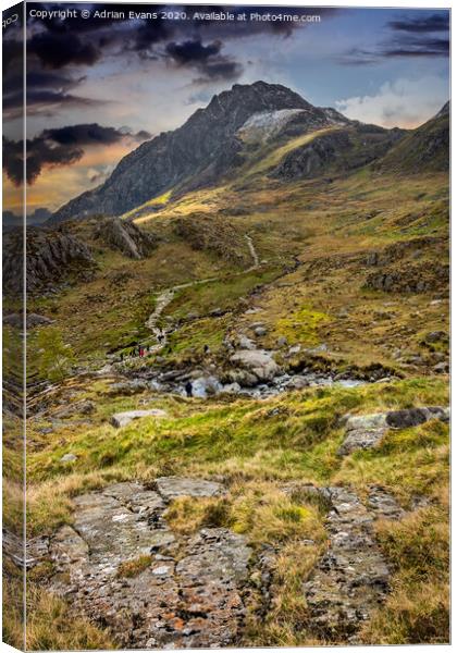 Footpath To Snowdonia Wales Canvas Print by Adrian Evans