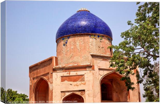 Ancient Blue Dome Sabz Subz Burj Mughal Tomb New Delhi India Canvas Print by William Perry