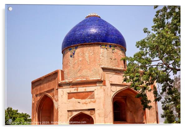 Ancient Blue Dome Sabz Subz Burj Mughal Tomb New Delhi India Acrylic by William Perry