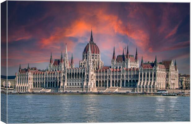 Hungarian Parliament Building  Canvas Print by Dave Williams