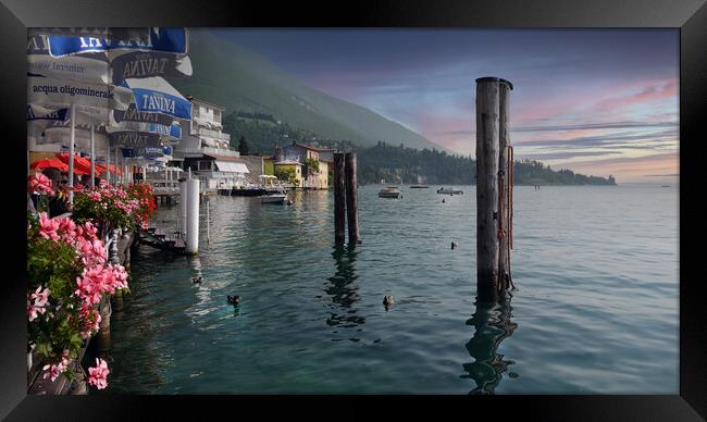Dusk on Lake Garda Framed Print by Dave Williams